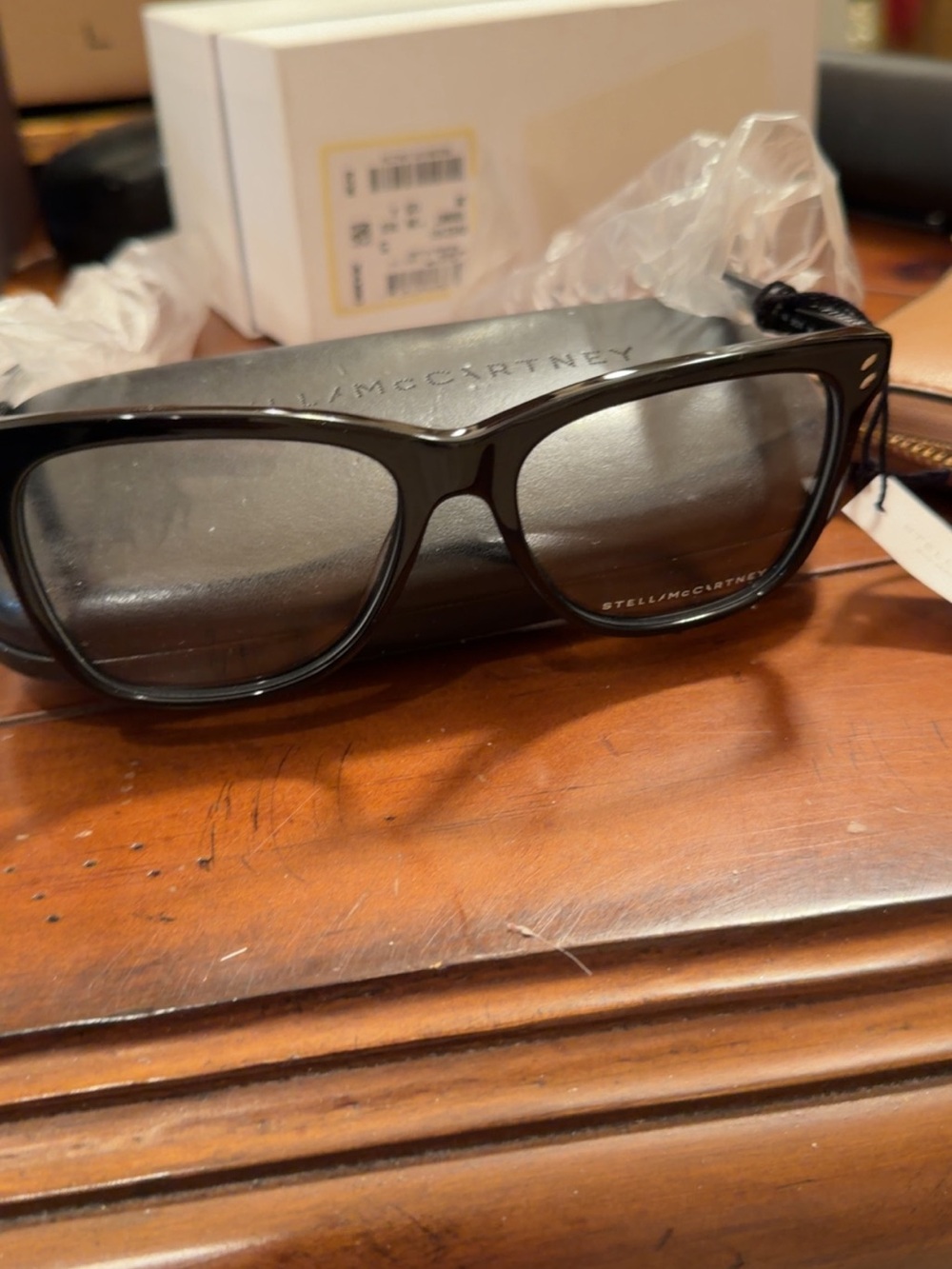 Stella McCartney Black Oversized Rectangular Glasses